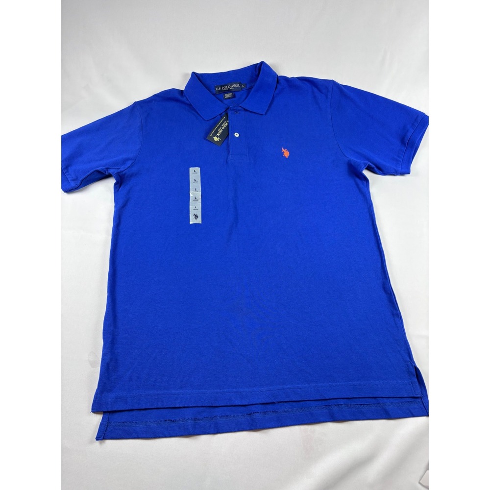 US Polo Assn Mens Dadcore Office Blue Short Sleeve Cotton Pique Polo Shirt  NWT
